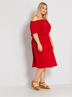 Vestido com gola bardot - Kiabi