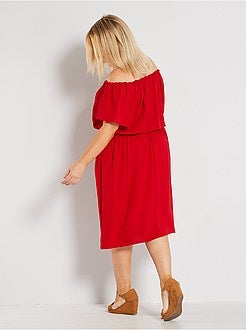 Vestido com gola bardot - Kiabi