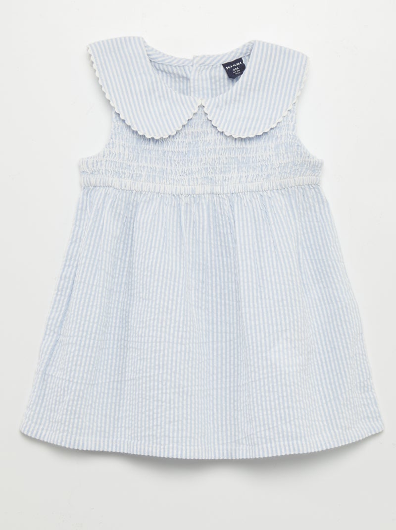 Vestido com gola claudine AZUL - Kiabi