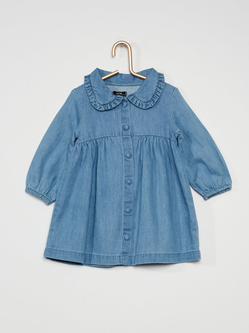 Vestido com gola claudine AZUL - Kiabi