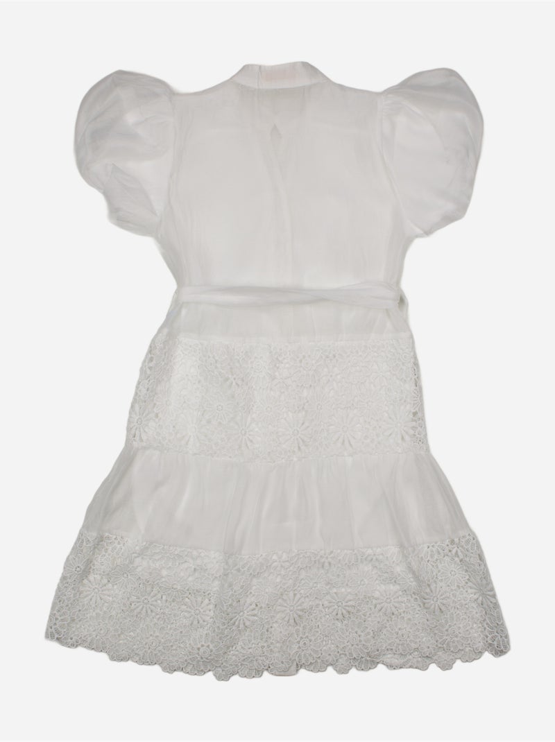 Vestido com gola de camisa - Kids Star Branco - Kiabi