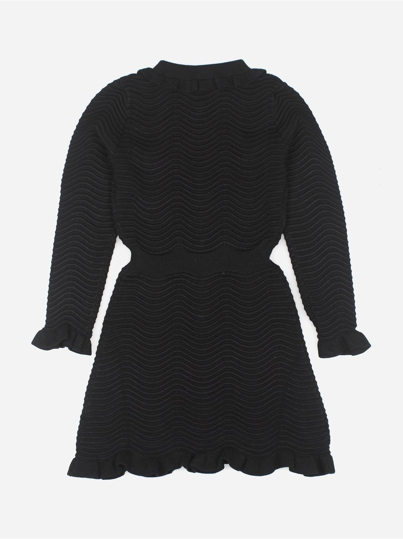 Vestido com gola de camisa - Kids Star Preto - Kiabi
