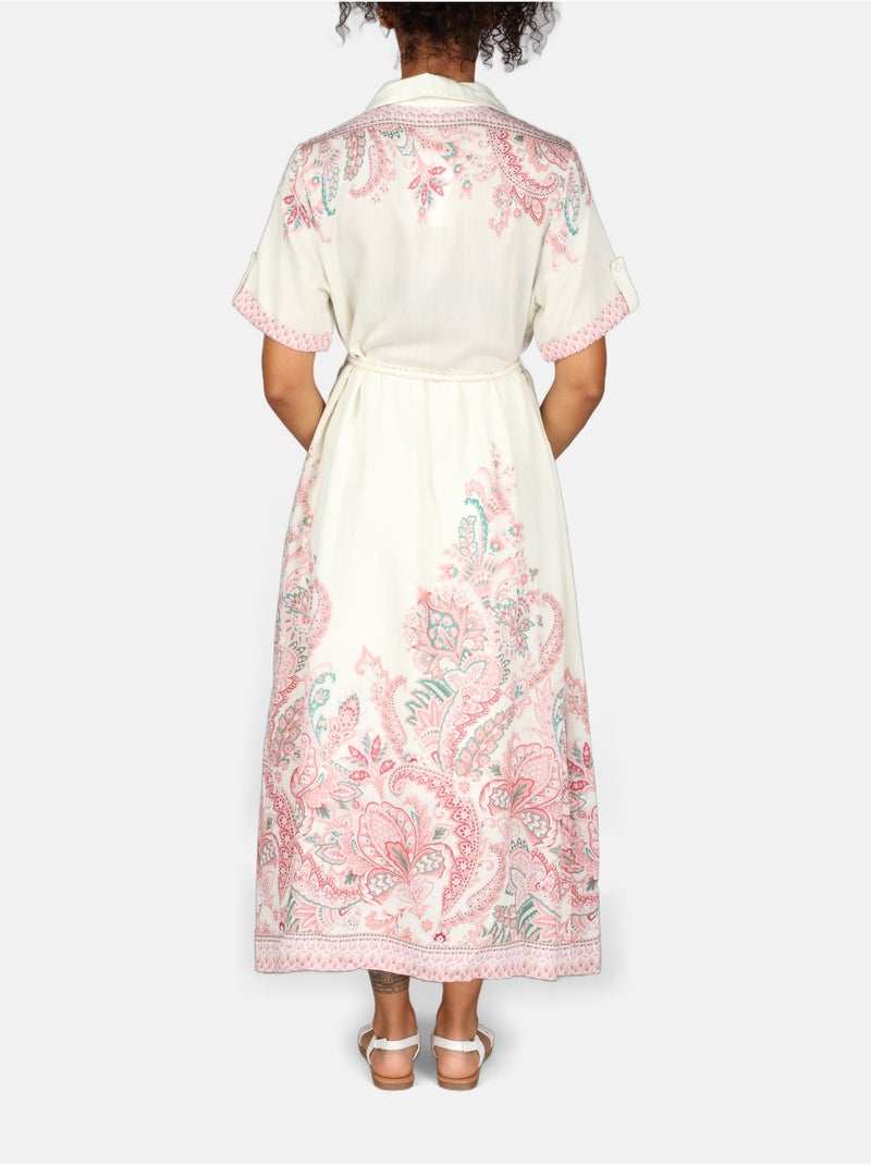 Vestido com gola de camisa Rosa - Kiabi