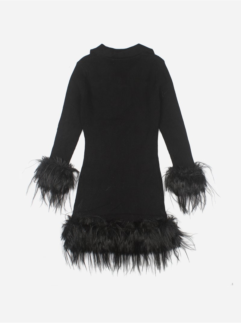 Vestido com gola polo - Kids Star Preto - Kiabi