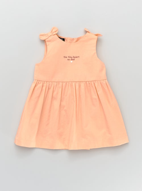 Vestido com laços em voile de algodão com estampado mensagem - Kiabi