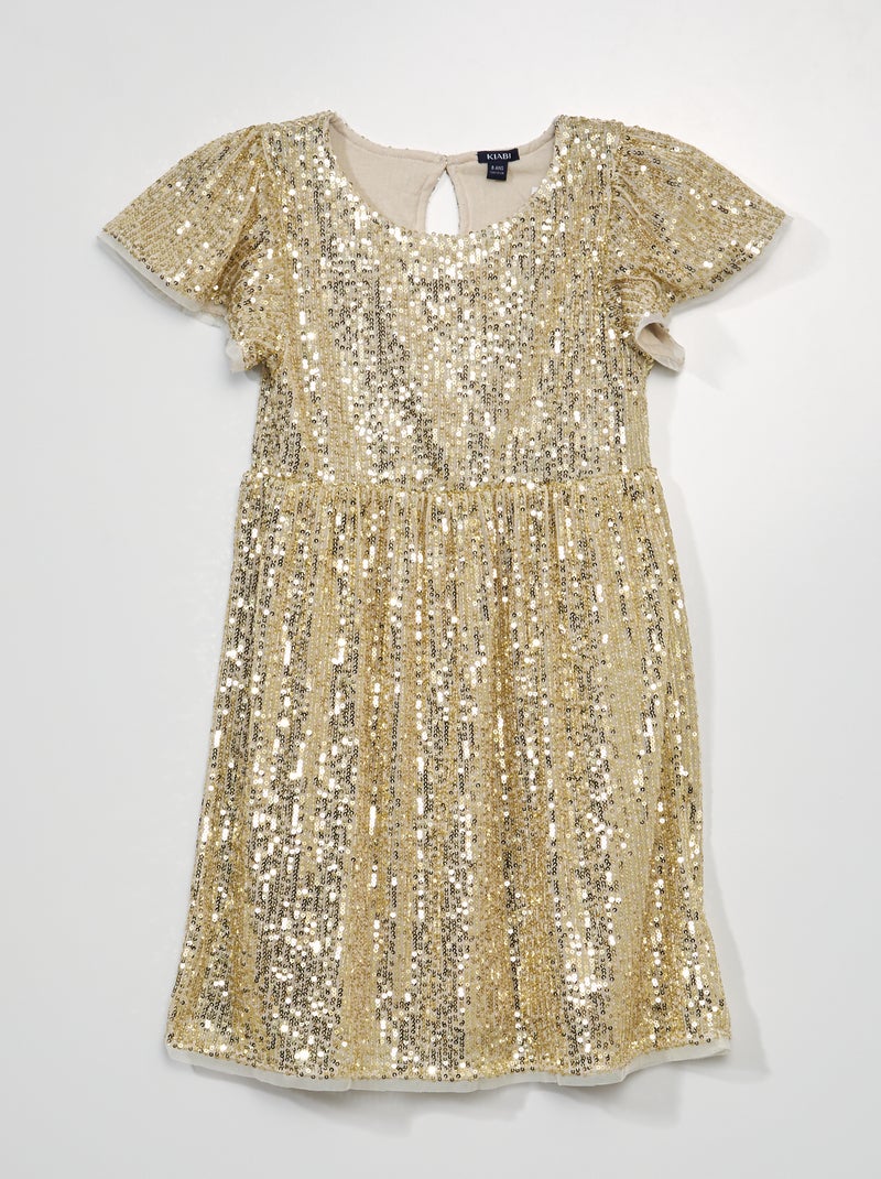 Vestido com lantejoulas AMARELO - Kiabi
