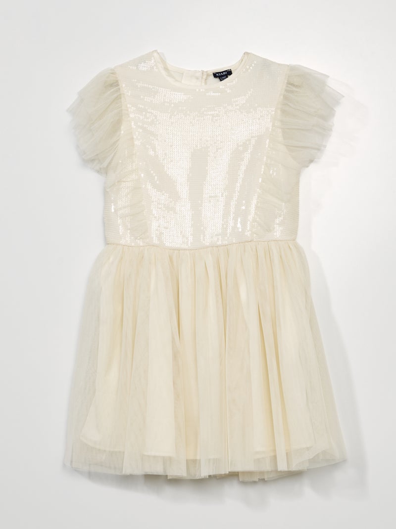 Vestido com lantejoulas BRANCO - Kiabi