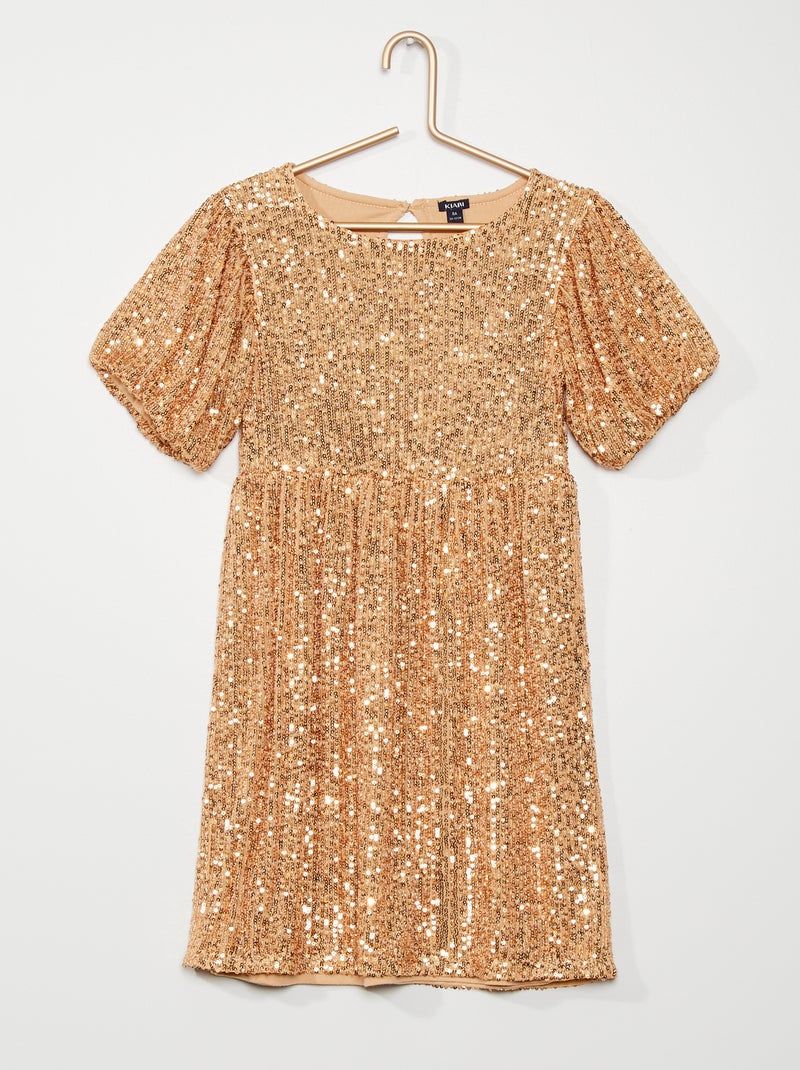 Vestido com lantejoulas CASTANHO - Kiabi