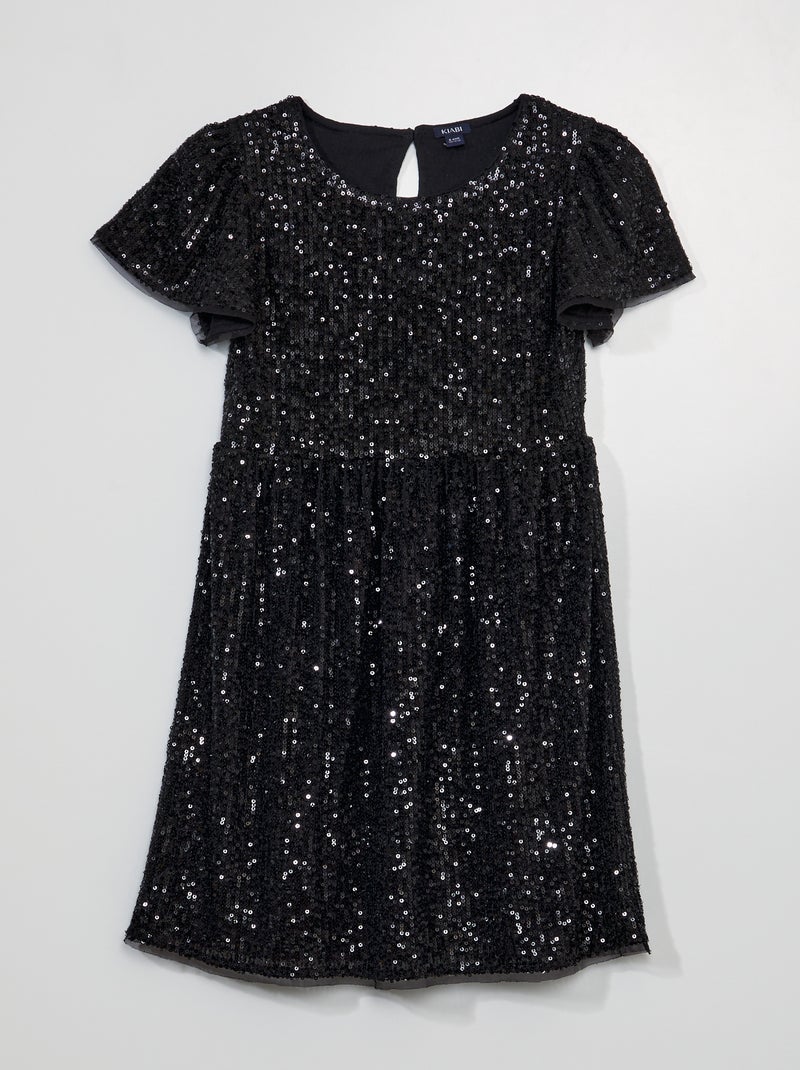 Vestido com lantejoulas PRETO - Kiabi