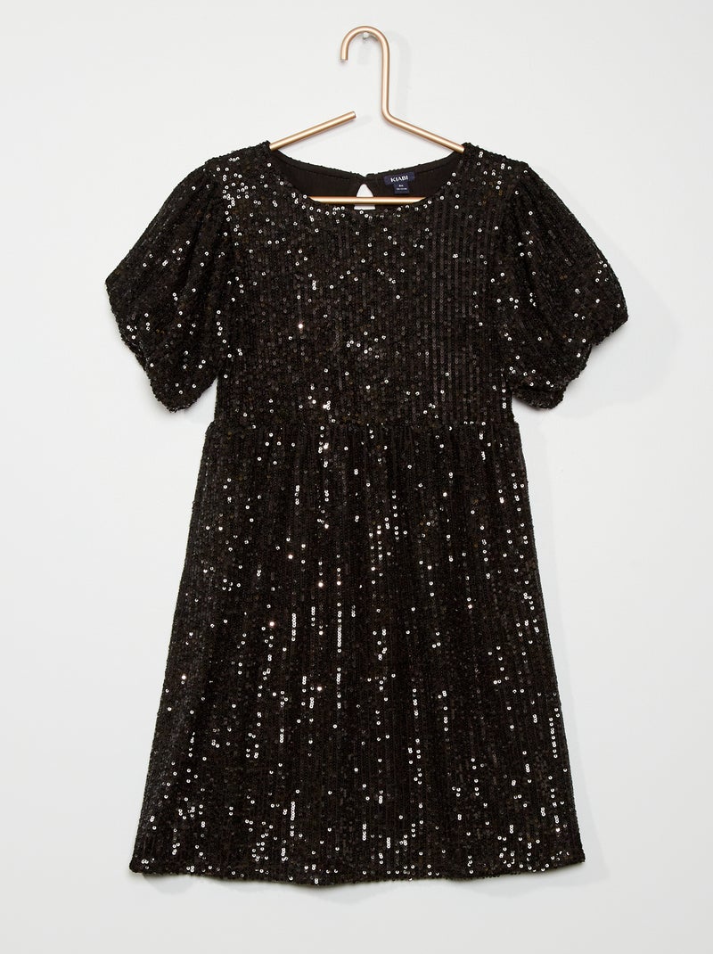 Vestido com lantejoulas Preto - Kiabi