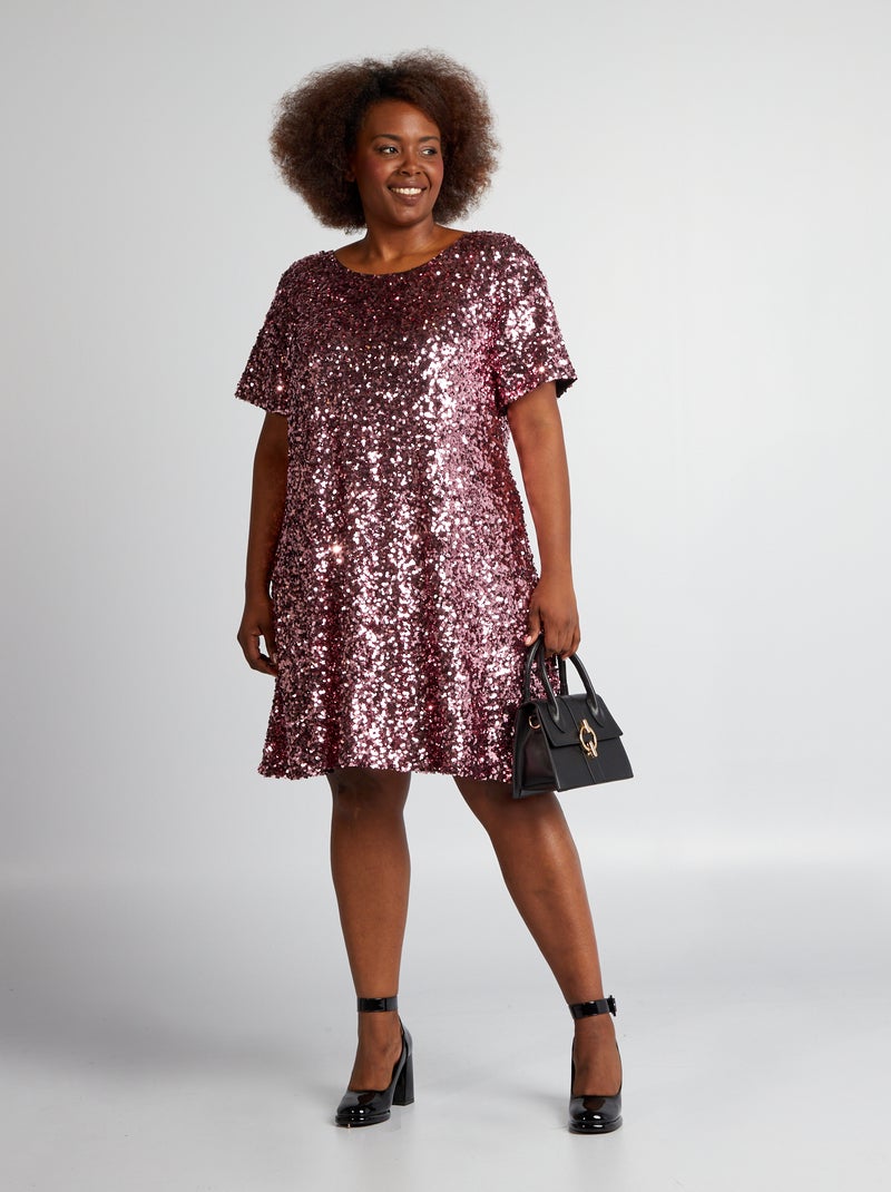 Vestido com lantejoulas ROSA - Kiabi