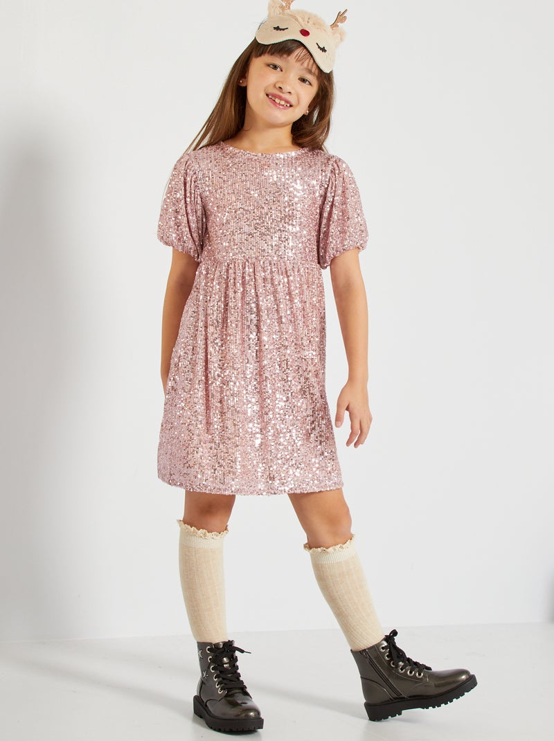 Vestido com lantejoulas ROSA - Kiabi