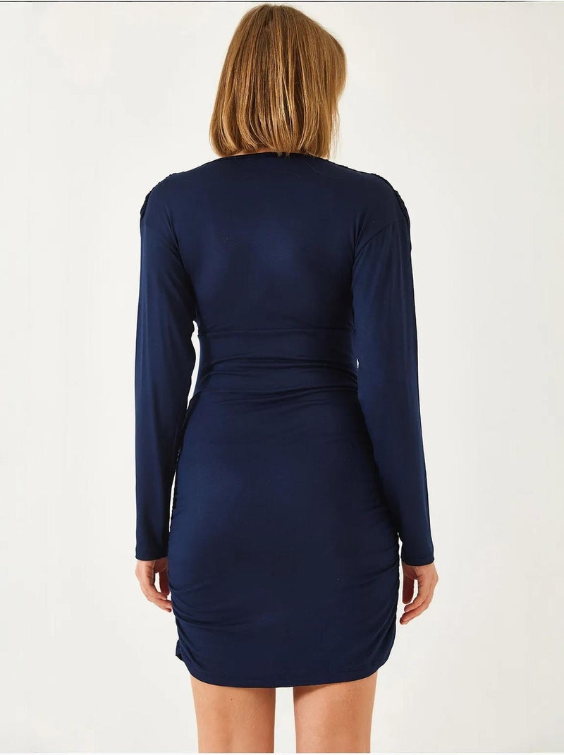Vestido com laterais franzidas lucci Azul-marinho - Kiabi