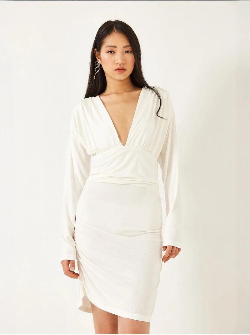 Vestido com laterais franzidas lucci Branco - Kiabi