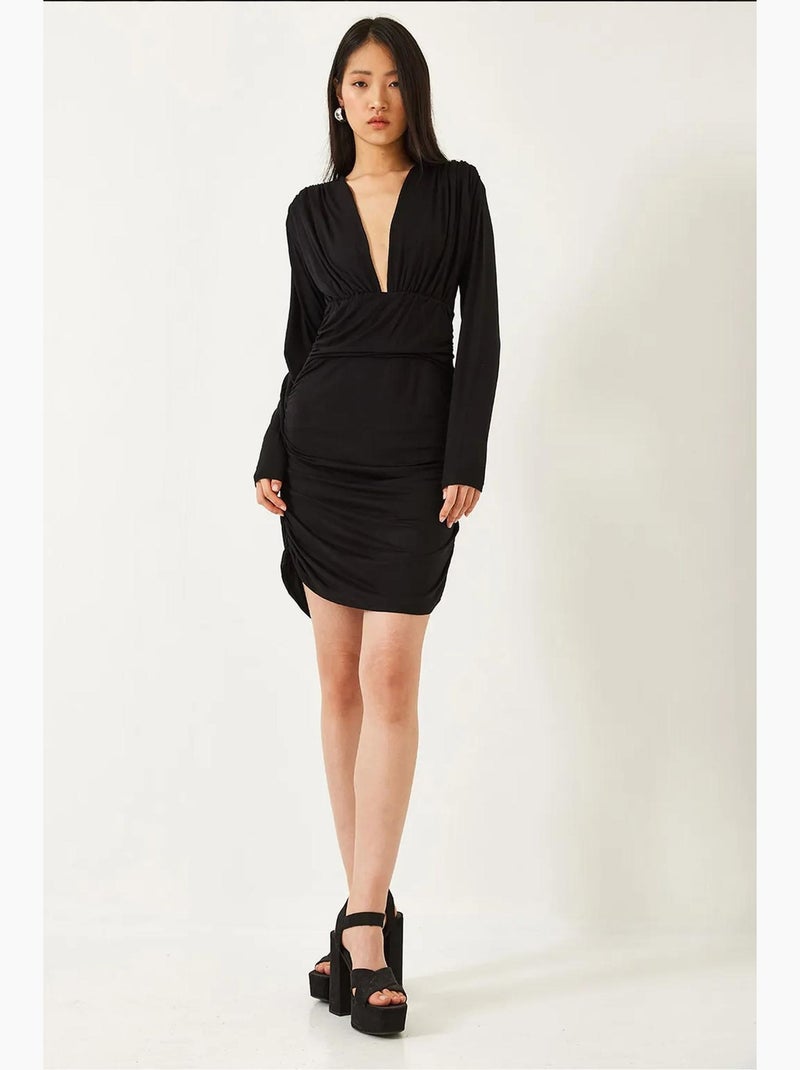 Vestido com laterais franzidas lucci Preto - Kiabi