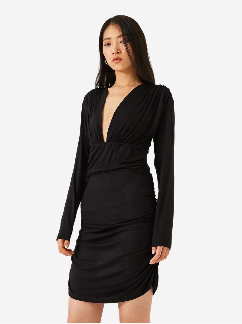 Vestido com laterais franzidas lucci Preto - Kiabi