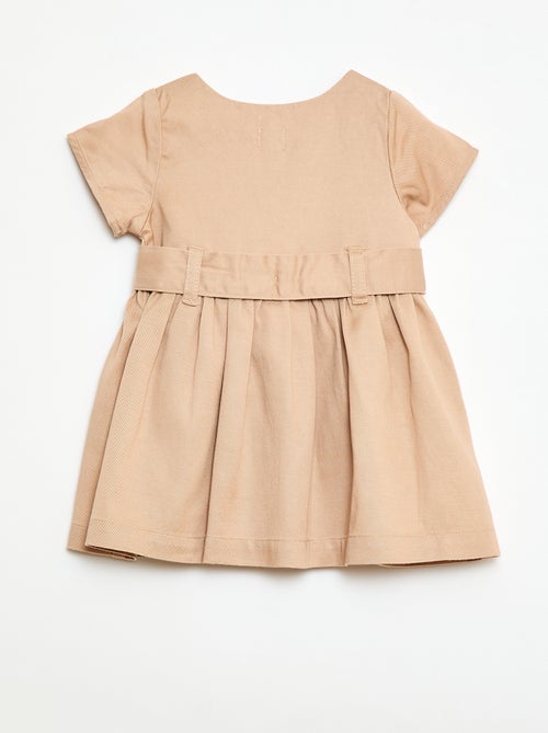 Vestido com mangas curtas e cinto para atar - Kiabi
