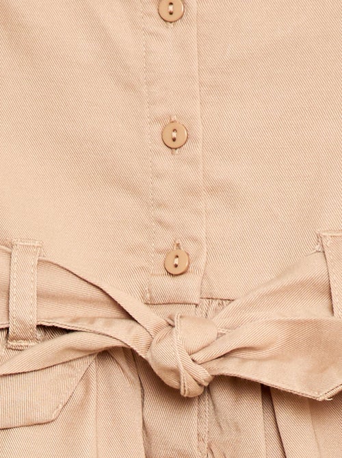 Vestido com mangas curtas e cinto para atar - Kiabi