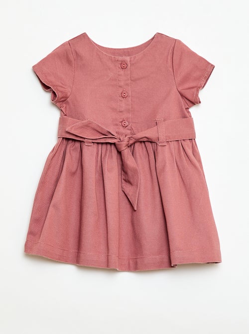 Vestido com mangas curtas e cinto para atar - Kiabi