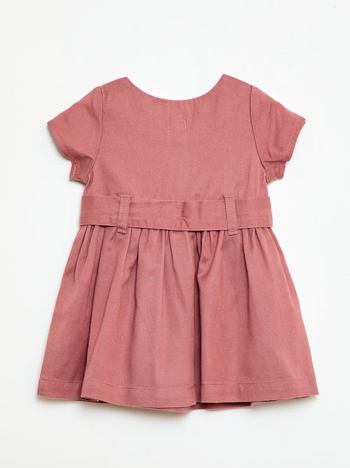 Vestido com mangas curtas e cinto para atar - Kiabi