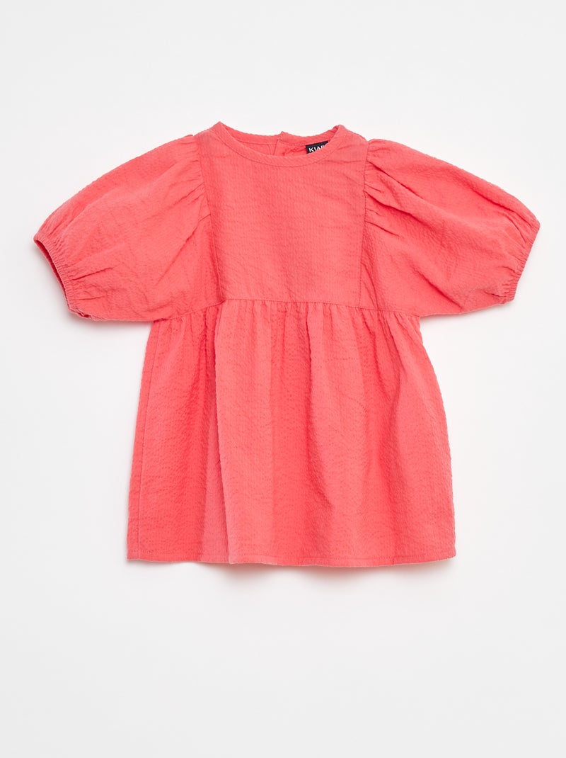 Vestido com mangas de balão Vermelho - Kiabi