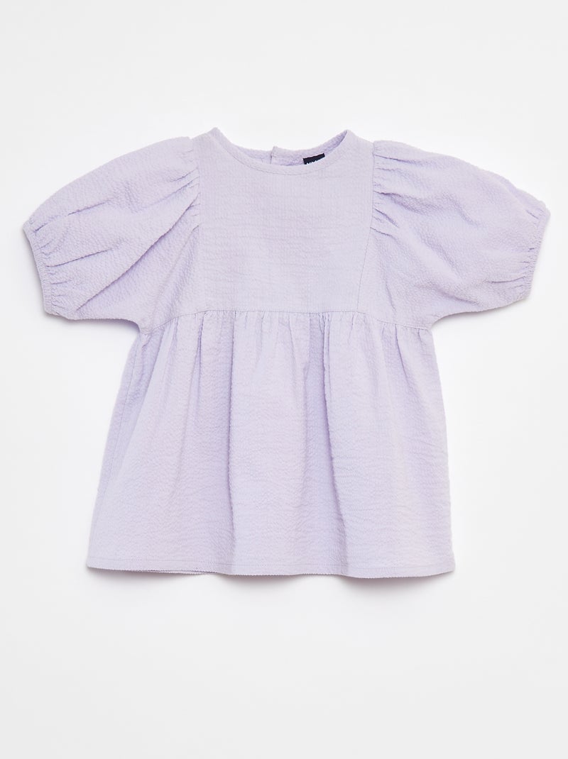 Vestido com mangas de balão Violeta - Kiabi