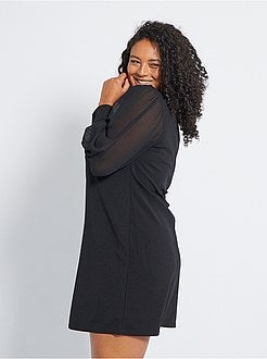 Vestido com mangas em voile - Kiabi