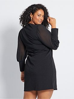 Vestido com mangas em voile - Kiabi