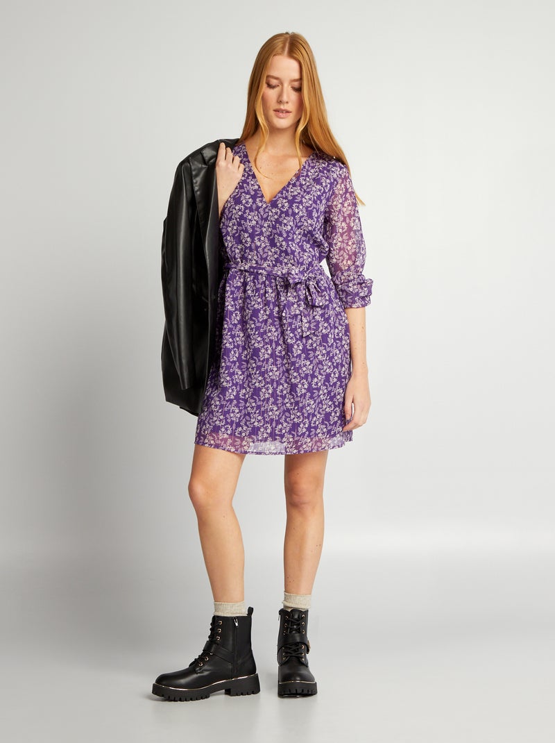 Vestido com motivo com cinto para apertar Violeta - Kiabi