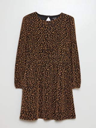 Vestido com motivo leopardo brilhante