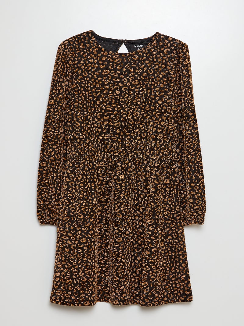 Vestido com motivo leopardo brilhante PRETO - Kiabi