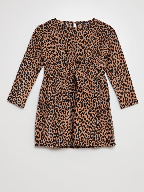 Vestido com motivos com atilhos para apertar no cós - Kiabi