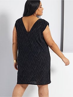 Vestido com ombreiras e brilhantes - Kiabi