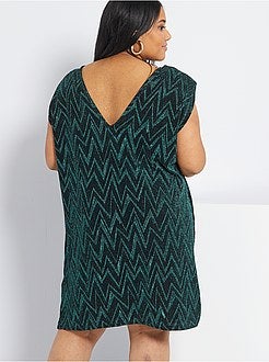 Vestido com ombreiras e brilhantes - Kiabi