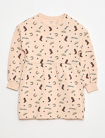 Vestido com padrão em moletom não forrado