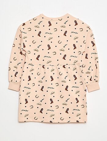 Vestido com padrão em moletom não forrado