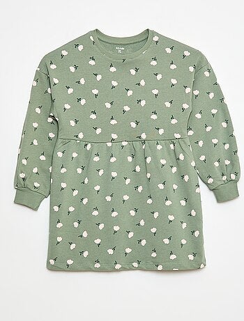 Vestido com padrão em moletom não forrado