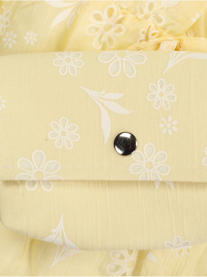 Vestido com padrão floral - Kids Star Amarelo - Kiabi