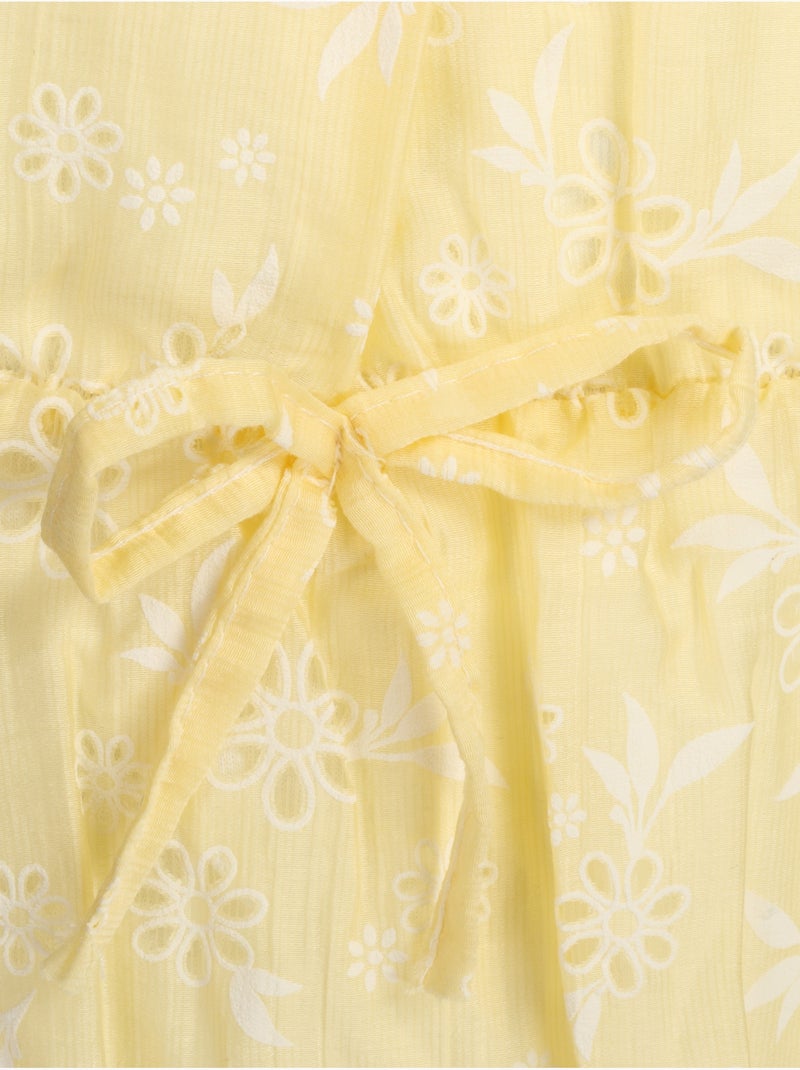Vestido com padrão floral - Kids Star Amarelo - Kiabi