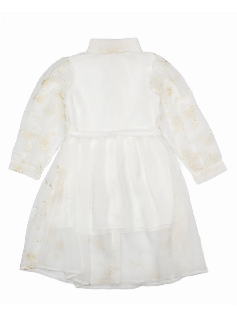 Vestido com padrão floral - Kids Star Branco - Kiabi