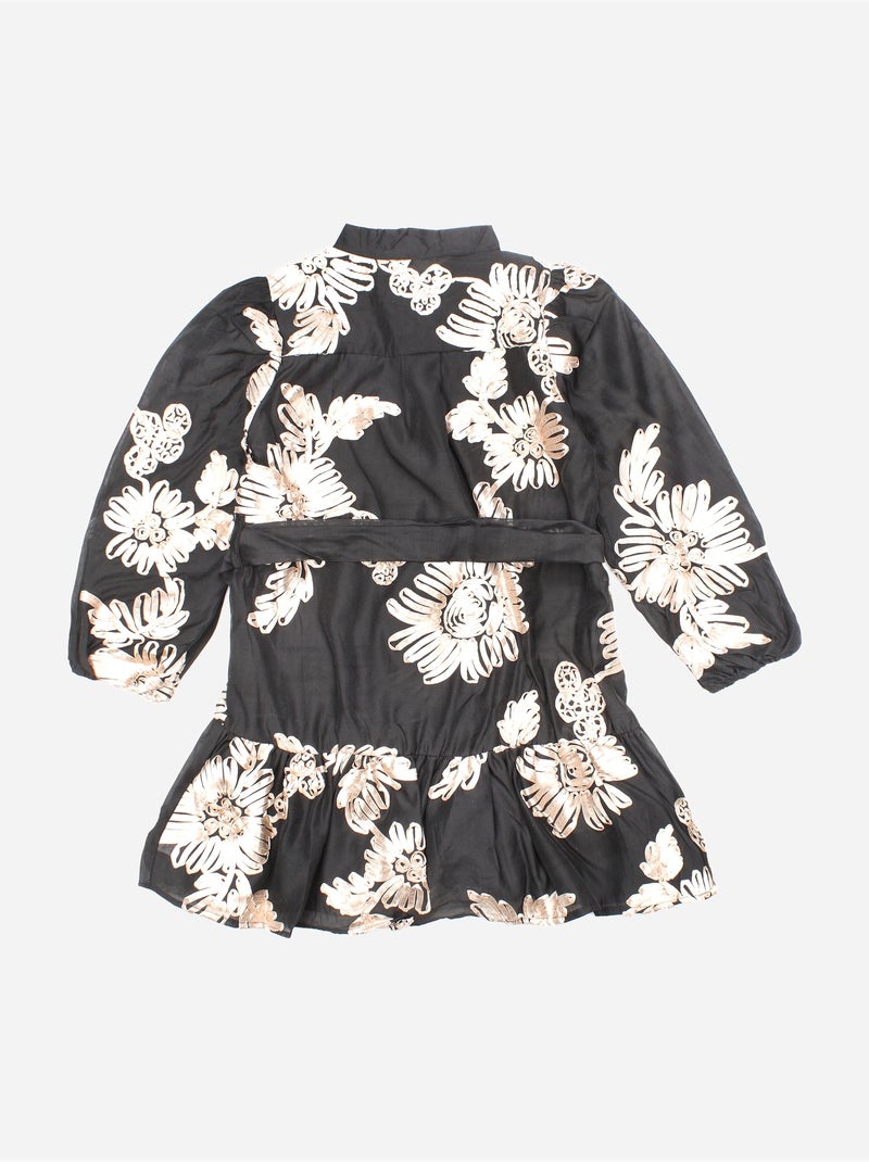 Vestido com padrão floral - kids star Preto - Kiabi