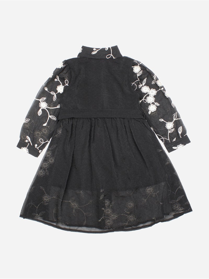 Vestido com padrão floral - Kids Star Preto - Kiabi