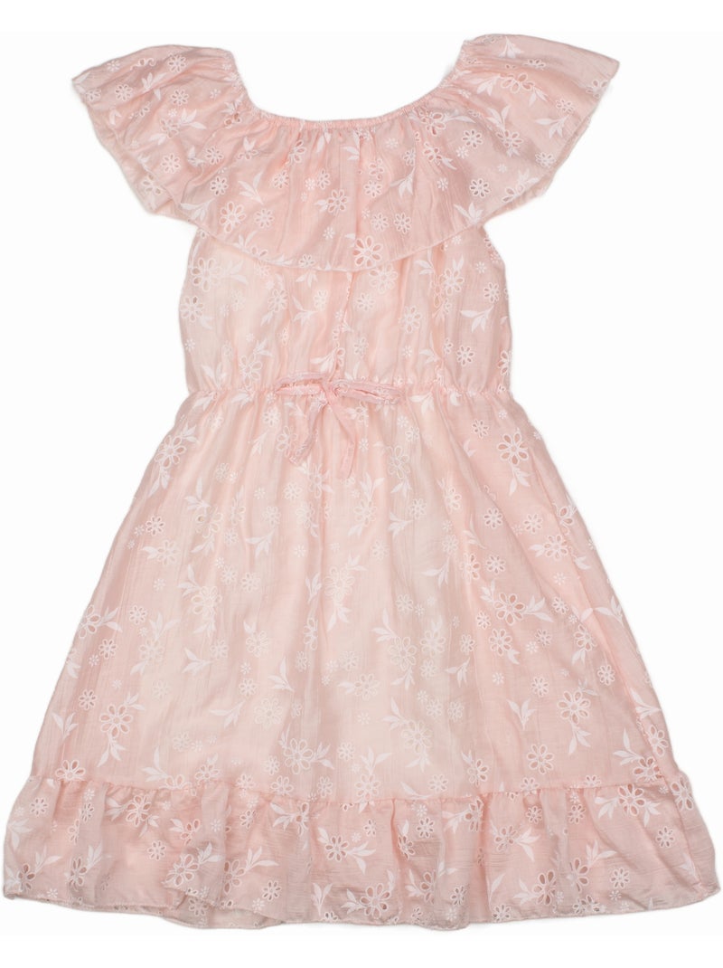 Vestido com padrão floral - Kids Star Rosa-claro - Kiabi