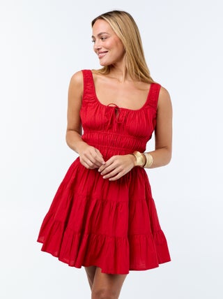 Vestido com smock em camadas
