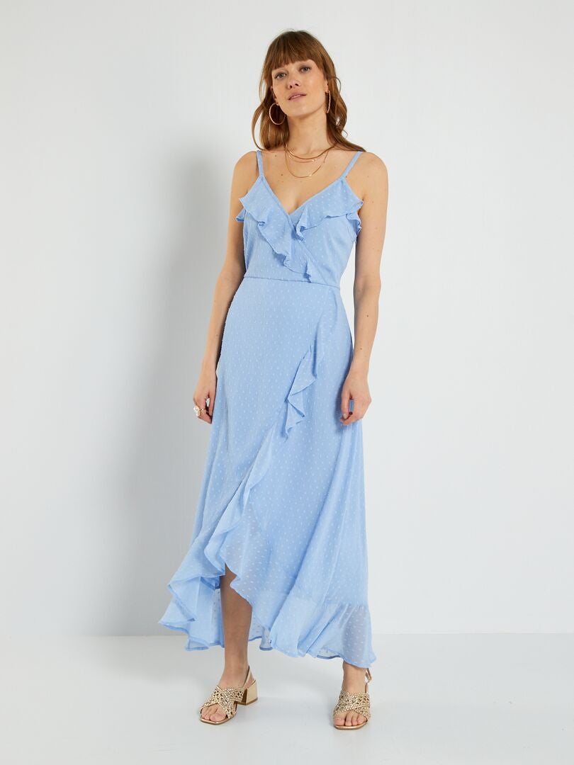 Vestido comprido a ponto cheio AZUL - Kiabi