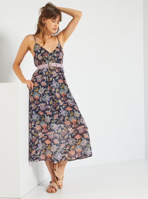 Vestido comprido a ponto cheio - Kiabi
