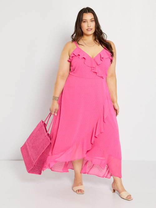 Vestido comprido a ponto cheio com alças - Kiabi