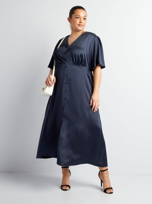 Vestido comprido acetinado - Kiabi