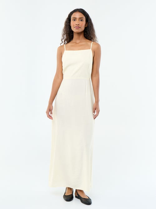 Vestido comprido acetinado com alças finas - Kiabi