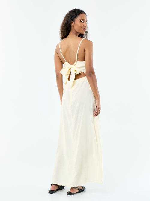 Vestido comprido acetinado com alças finas - Kiabi